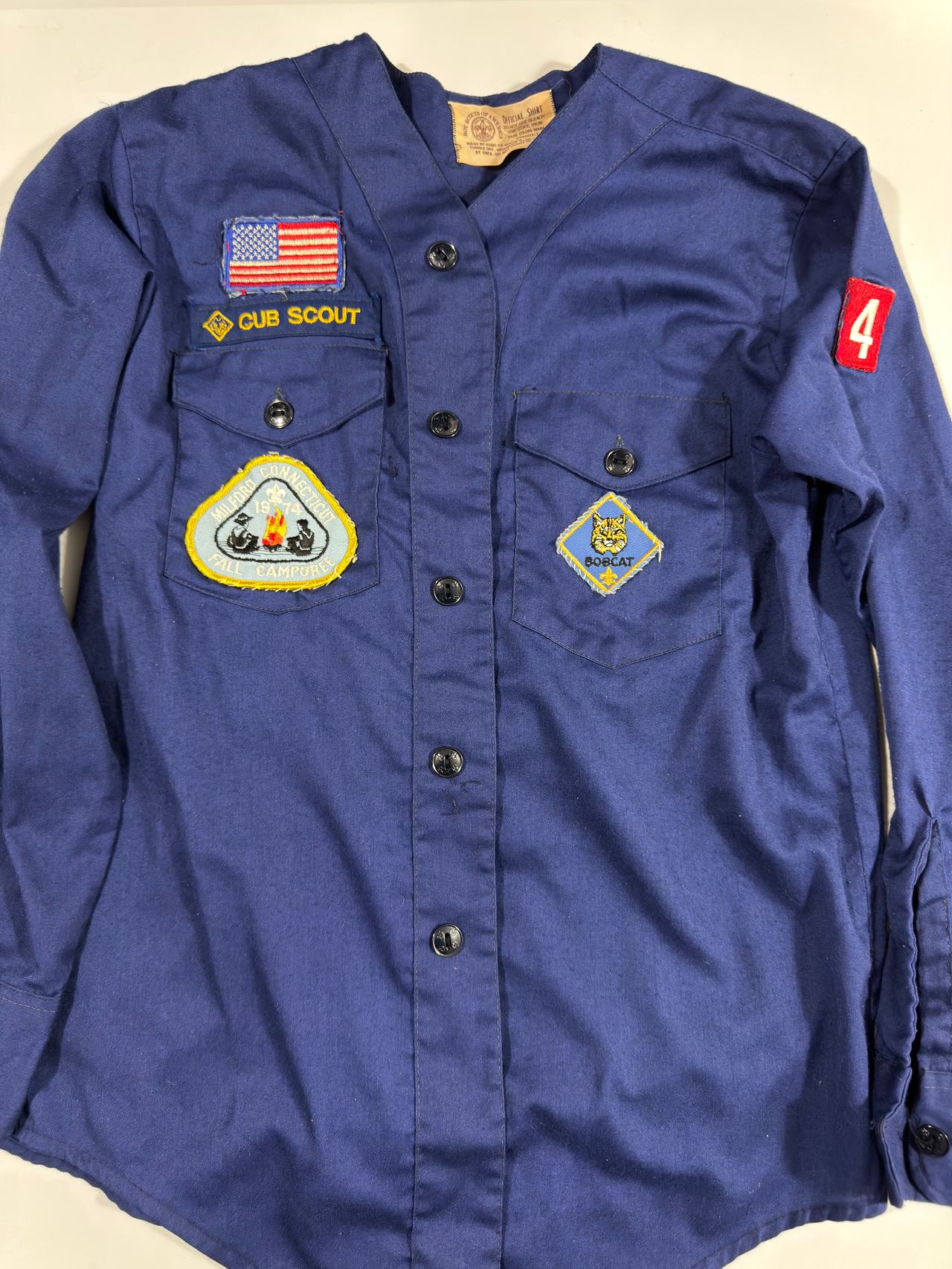 Vintage Cub Scout Uniform Set Blue Shirt Pants BSA Milford Connecticut Patch