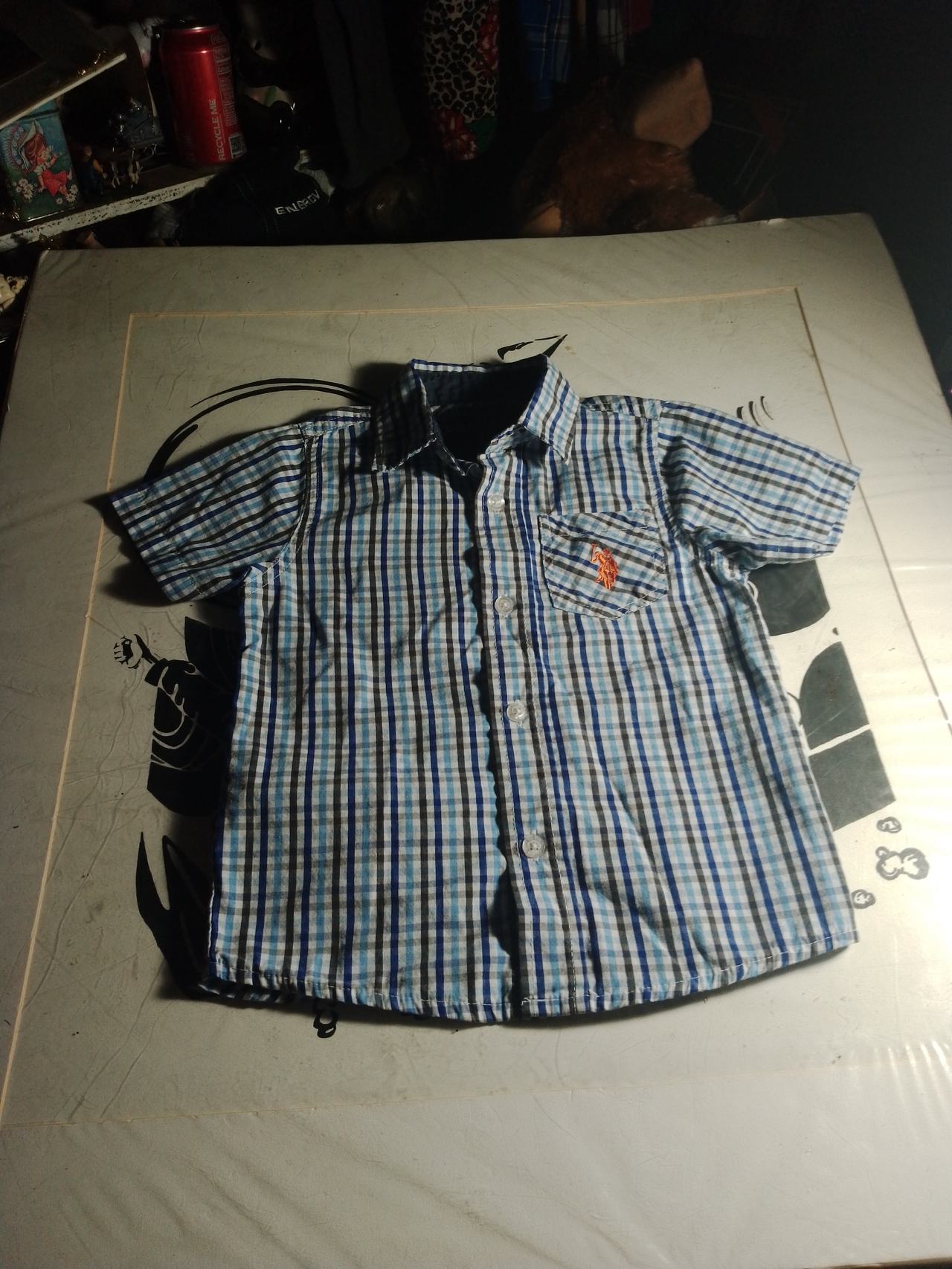 U.S. Polo Assn. Boys Plaid Short Sleeve Shirt Size 4T