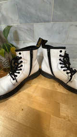 Dr. Martens 1460 White Leather Boots with Side Zip size 4 - Image 5