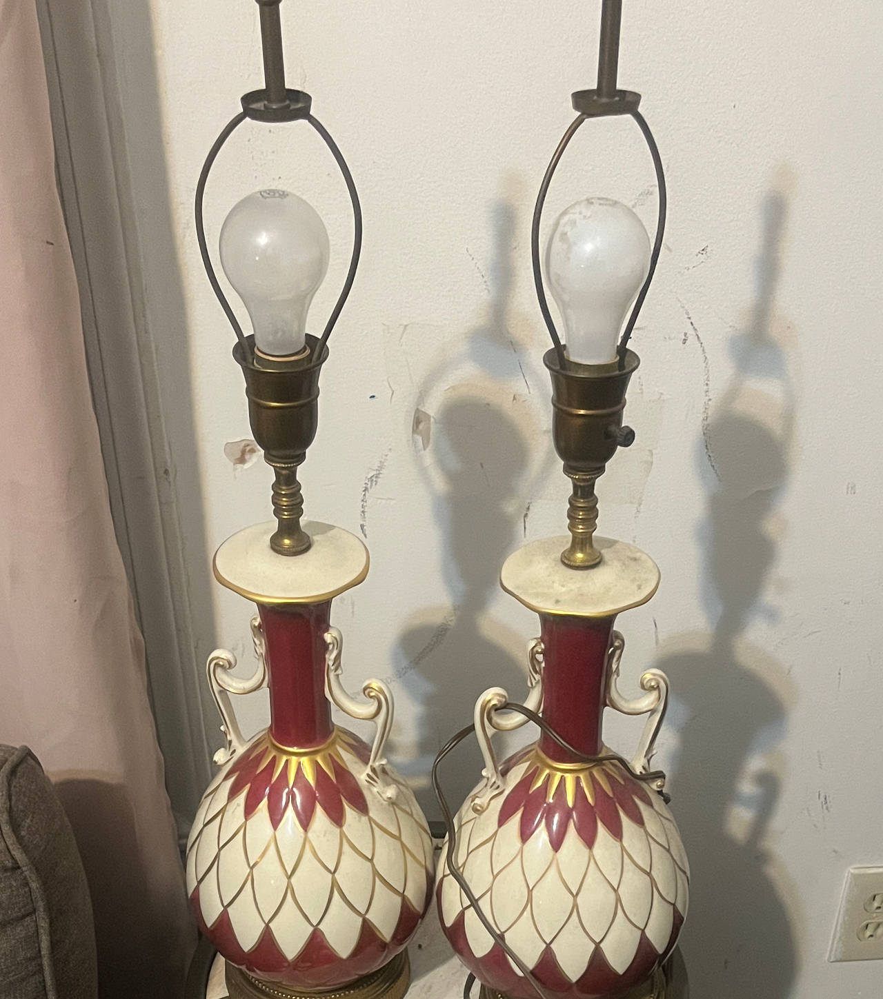 Vintage Ceramic Urn Table Lamps Pair