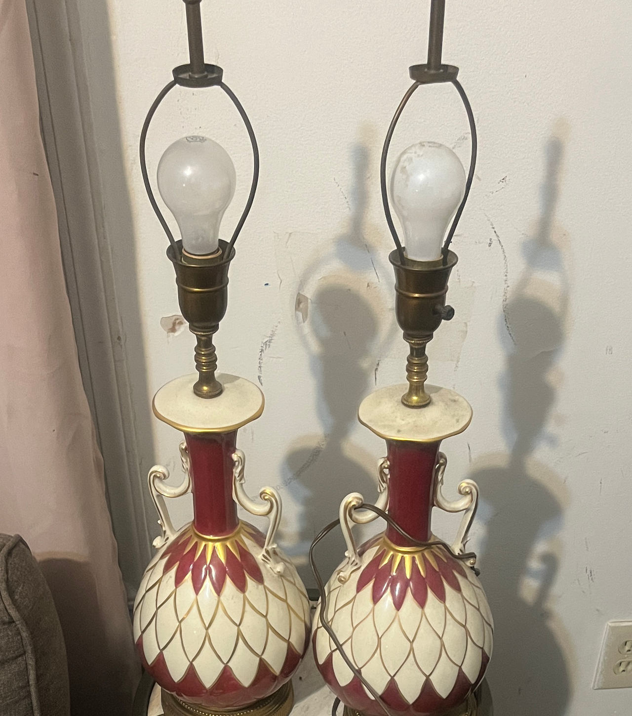 Vintage Ceramic Urn Table Lamps Pair