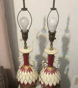 Vintage Ceramic Urn Table Lamps Pair - Image 1
