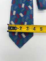 Vintage Michael Jacobs Collection Hand Sewn Silk Tie Blue Graphic Pattern - Image 5