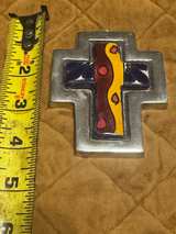 Talavera Hand-Painted Cross Small Silver Metal Frame - Image 2