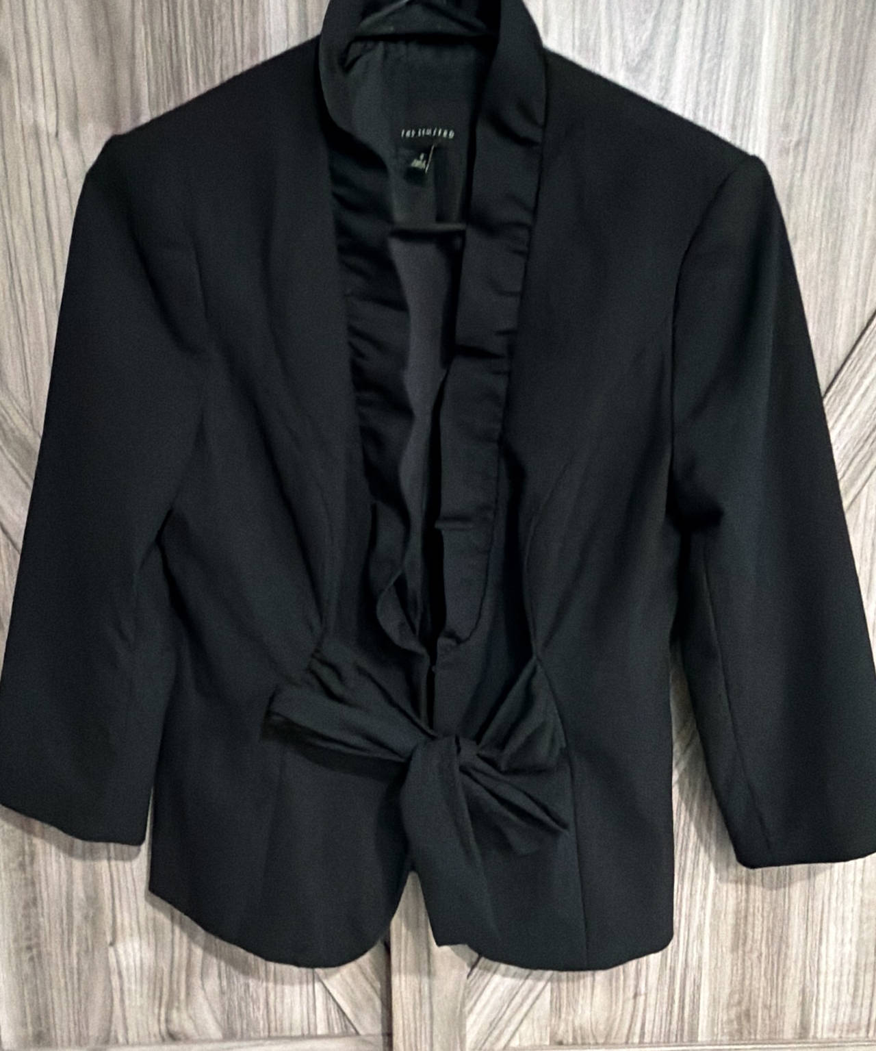 The Limited Black Ruffle Tie Front Blazer Small
