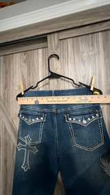 Hot Topic Skull and Cross Flare Jeans Size 11 Goth wide leg - Image 7