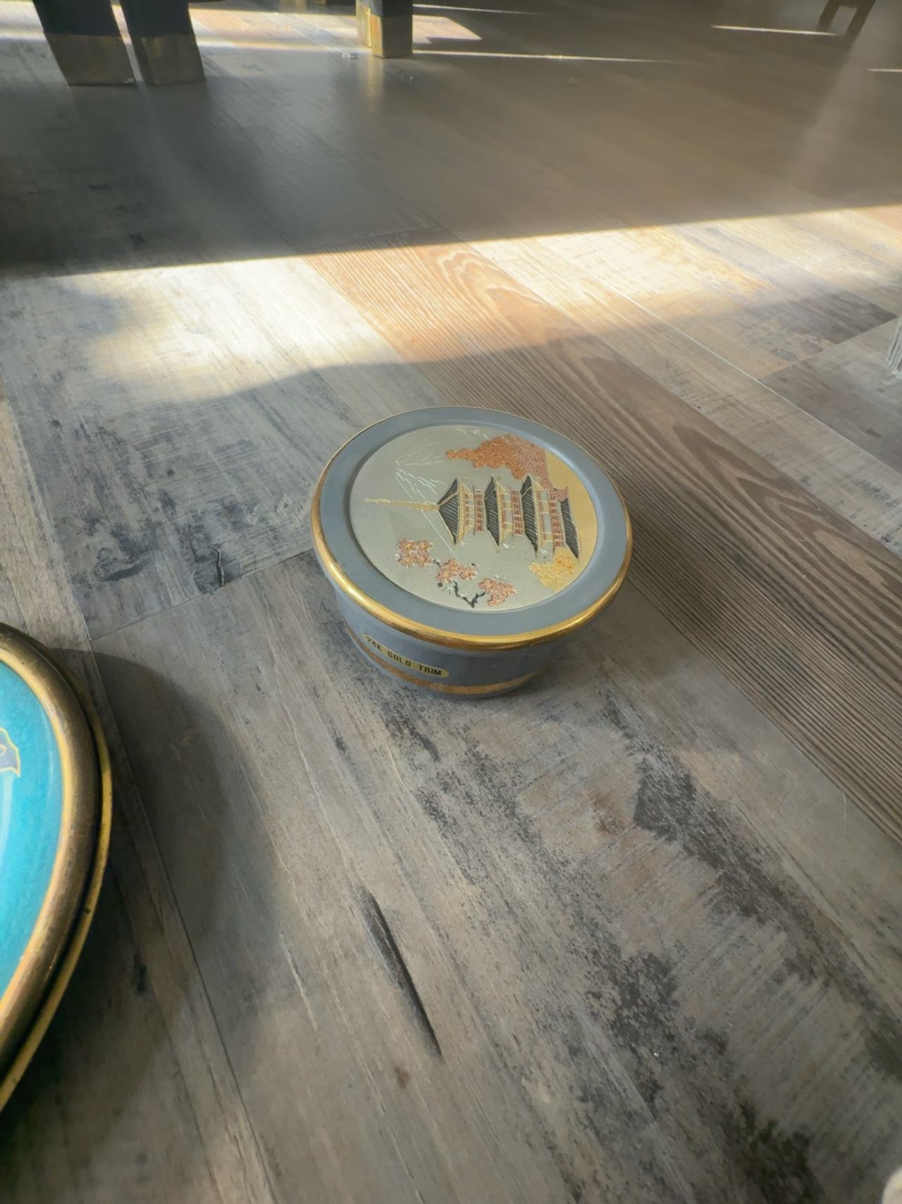 Chokin Japanese Trinket Box with 24K Gold Trim