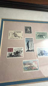 Vintage USPS Civil War Centennial Stamp Enamel Pin Set in Wood Frame - Image 2