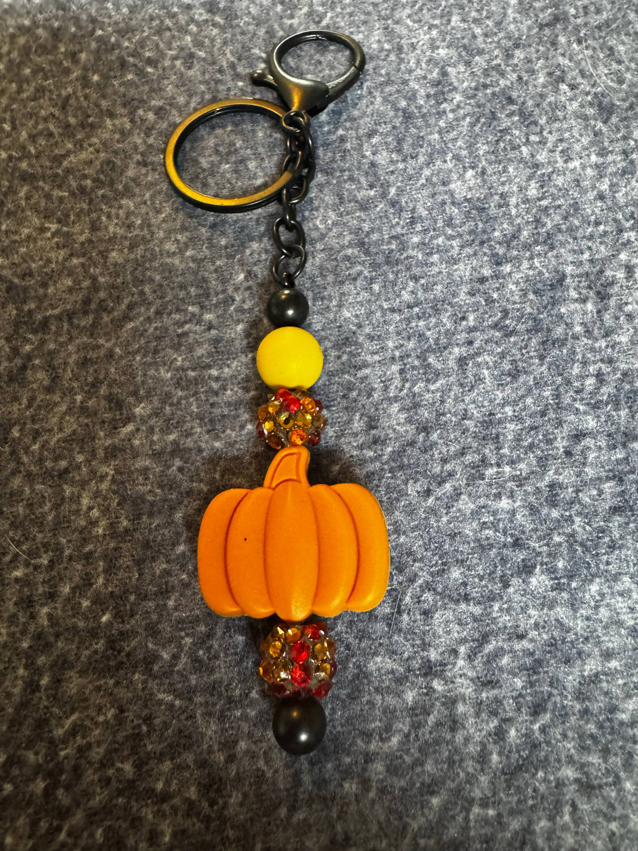Handmade Pumpkin Silicone Bead Keychain