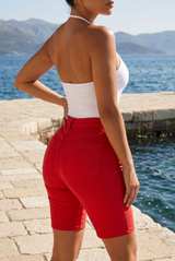 Hybrid & Company Women's Red Stretch Bermuda Shorts sz X-Large - Image 3