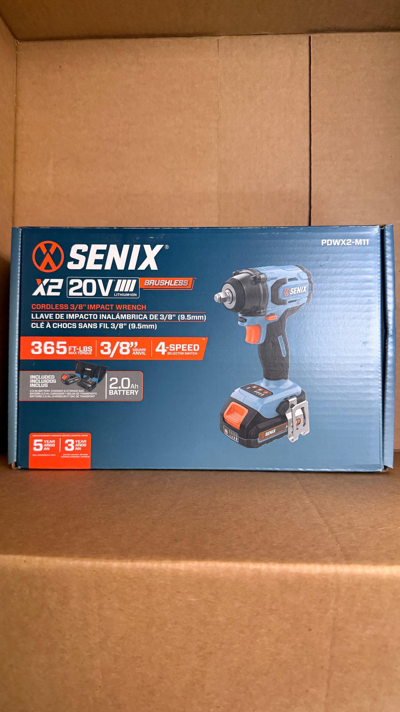 Senix PDWX2-M11 20V Max X2 Brushless 3/8-inch Impact Wrench Kit
