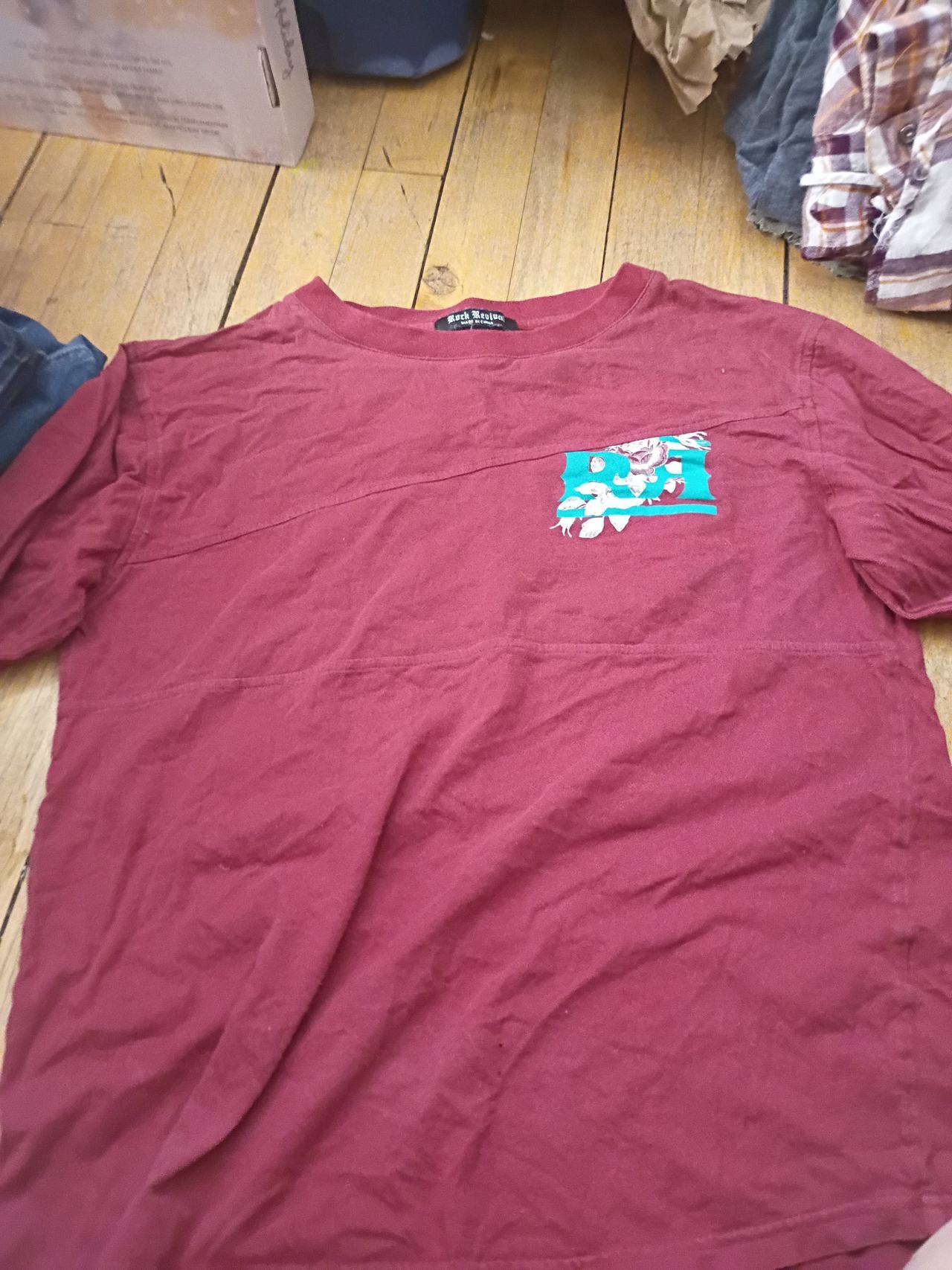 Rock Region Maroon Graphic Paneled T-Shirt