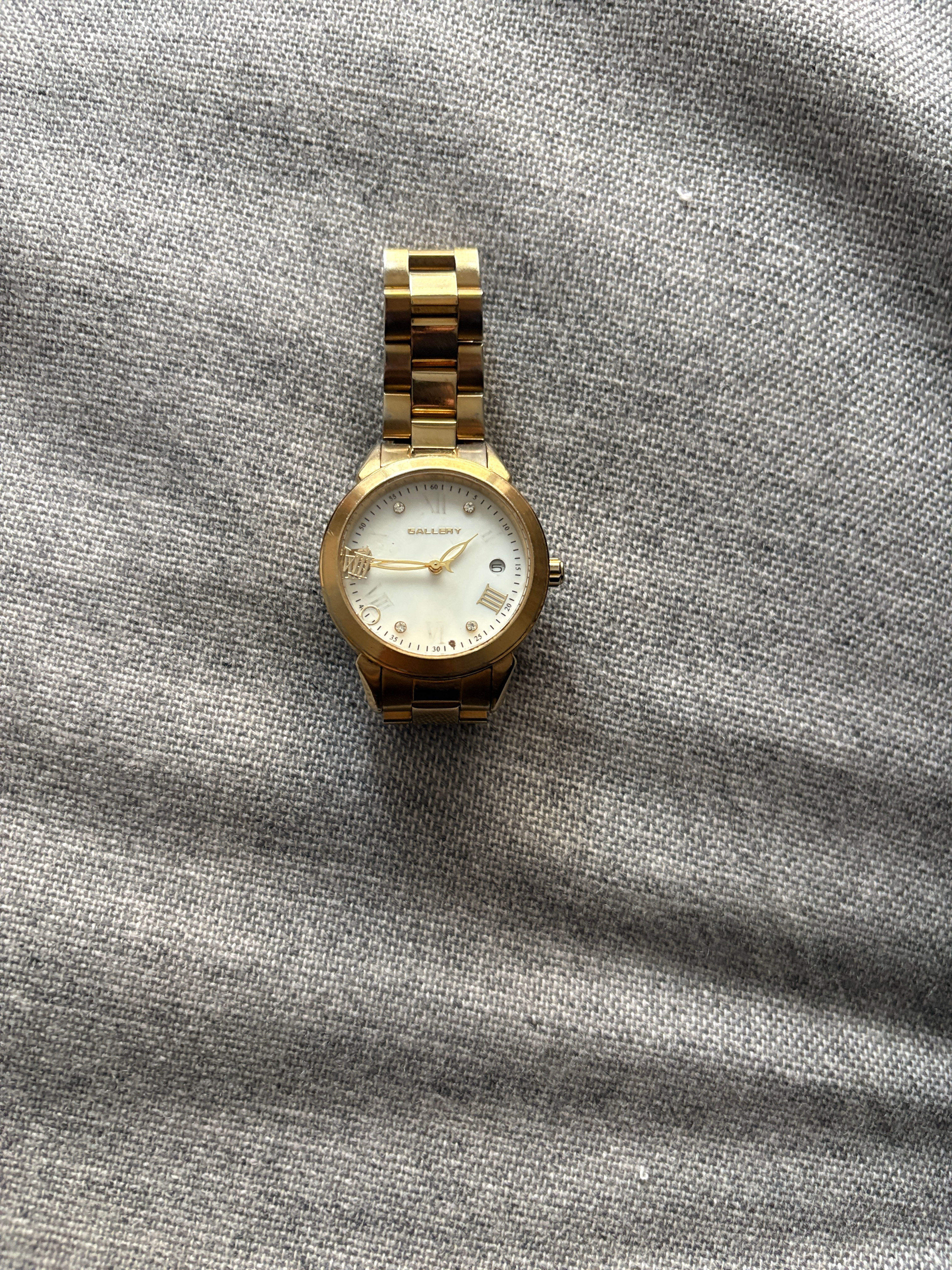 Gallery Women's Gold Tone Crystal Accent Watch - needs batteries