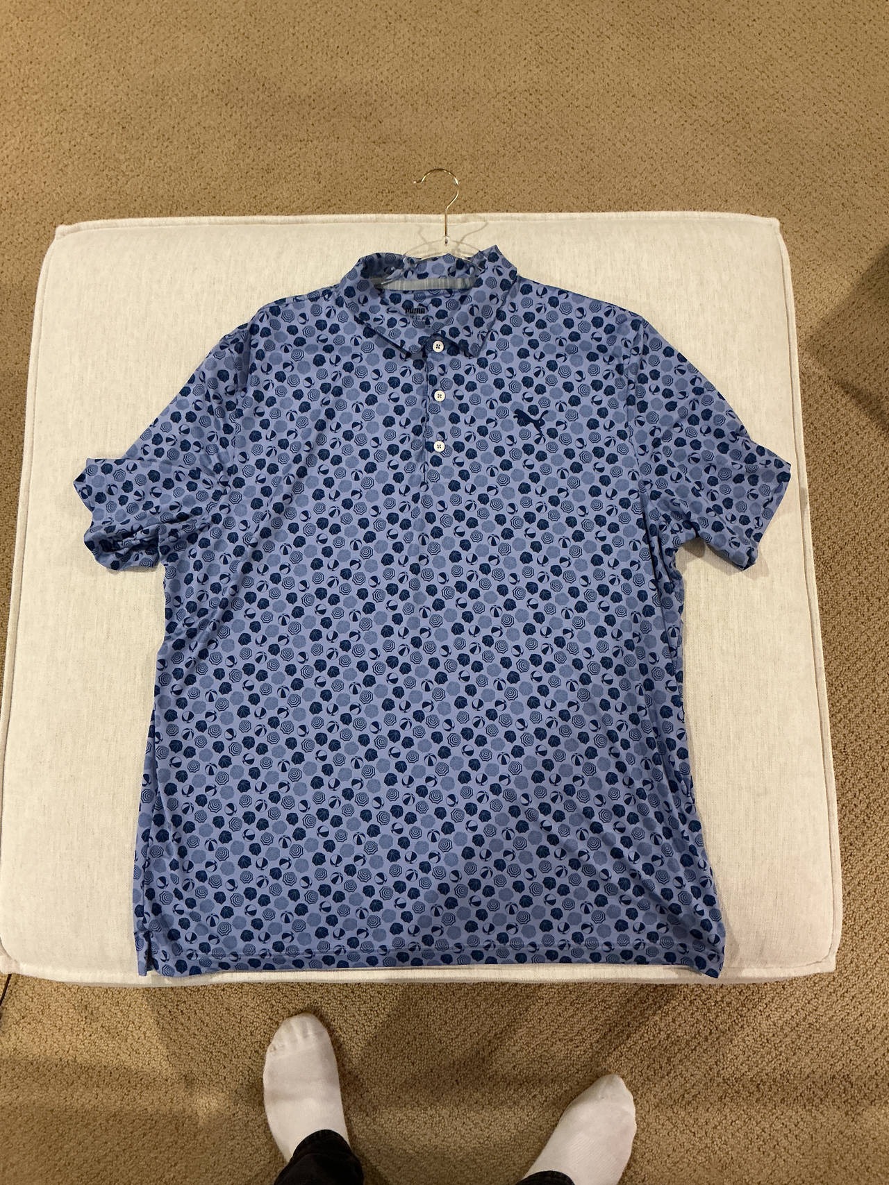 Puma MATTR Golf Polo Blue Umbrella Print