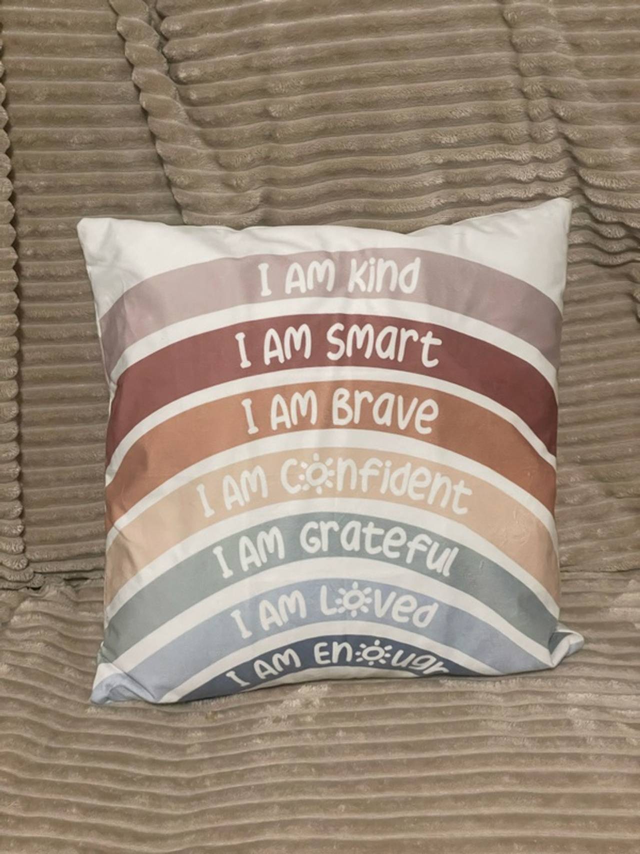Rainbow Inspirational Throw Pillow  18x18 Inch