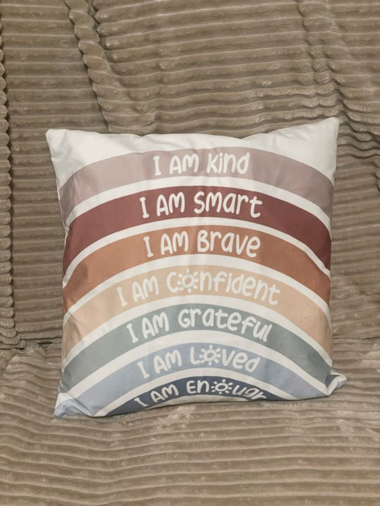 Rainbow Inspirational Throw Pillow  18x18 Inch