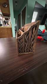 Hand-Carved Wooden Mail Sorter Desk Organizer - Image 2
