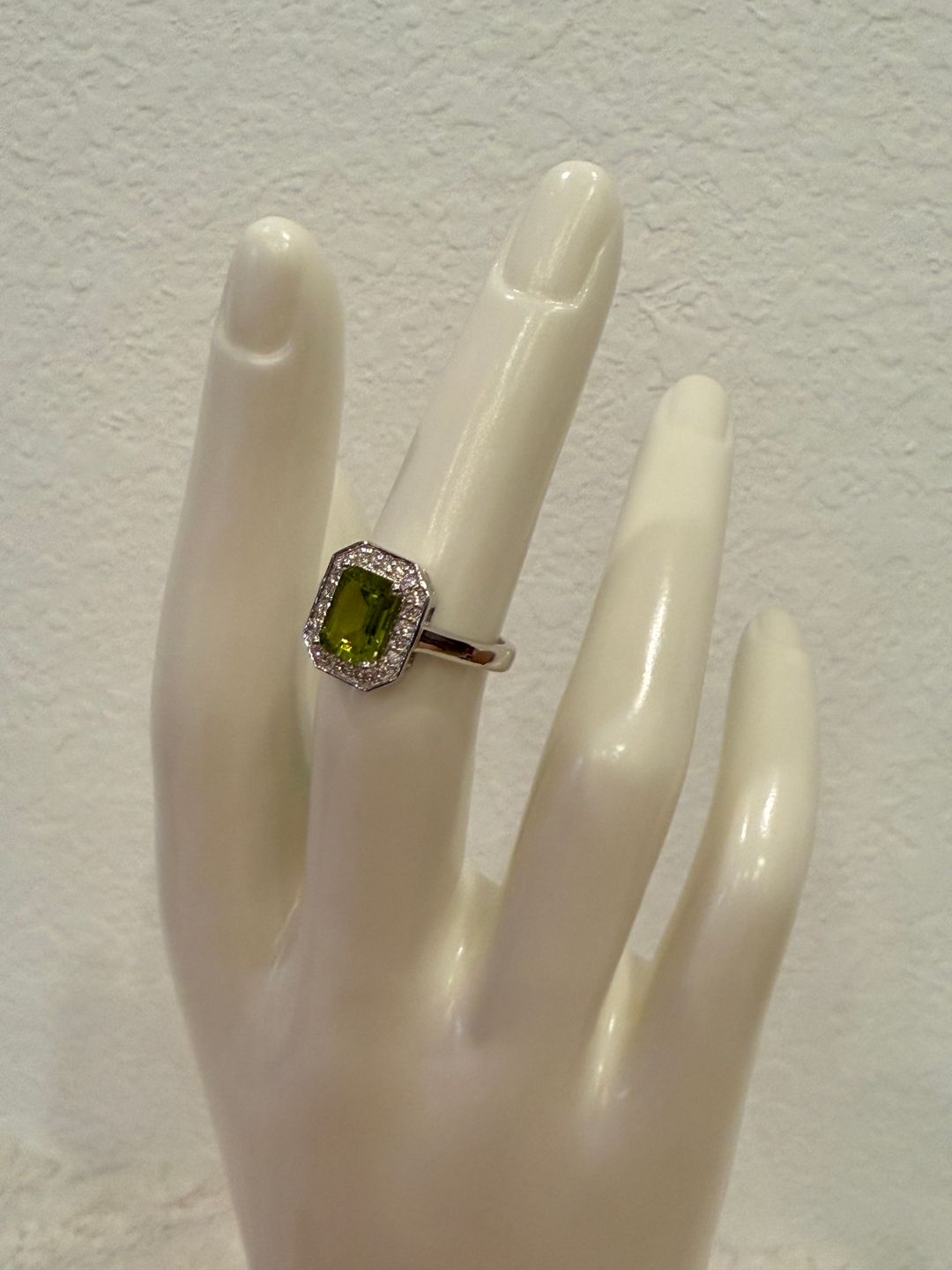 Peridot w/ Lab Grown Diamond Halo Ring 1.90 CTW Size 6