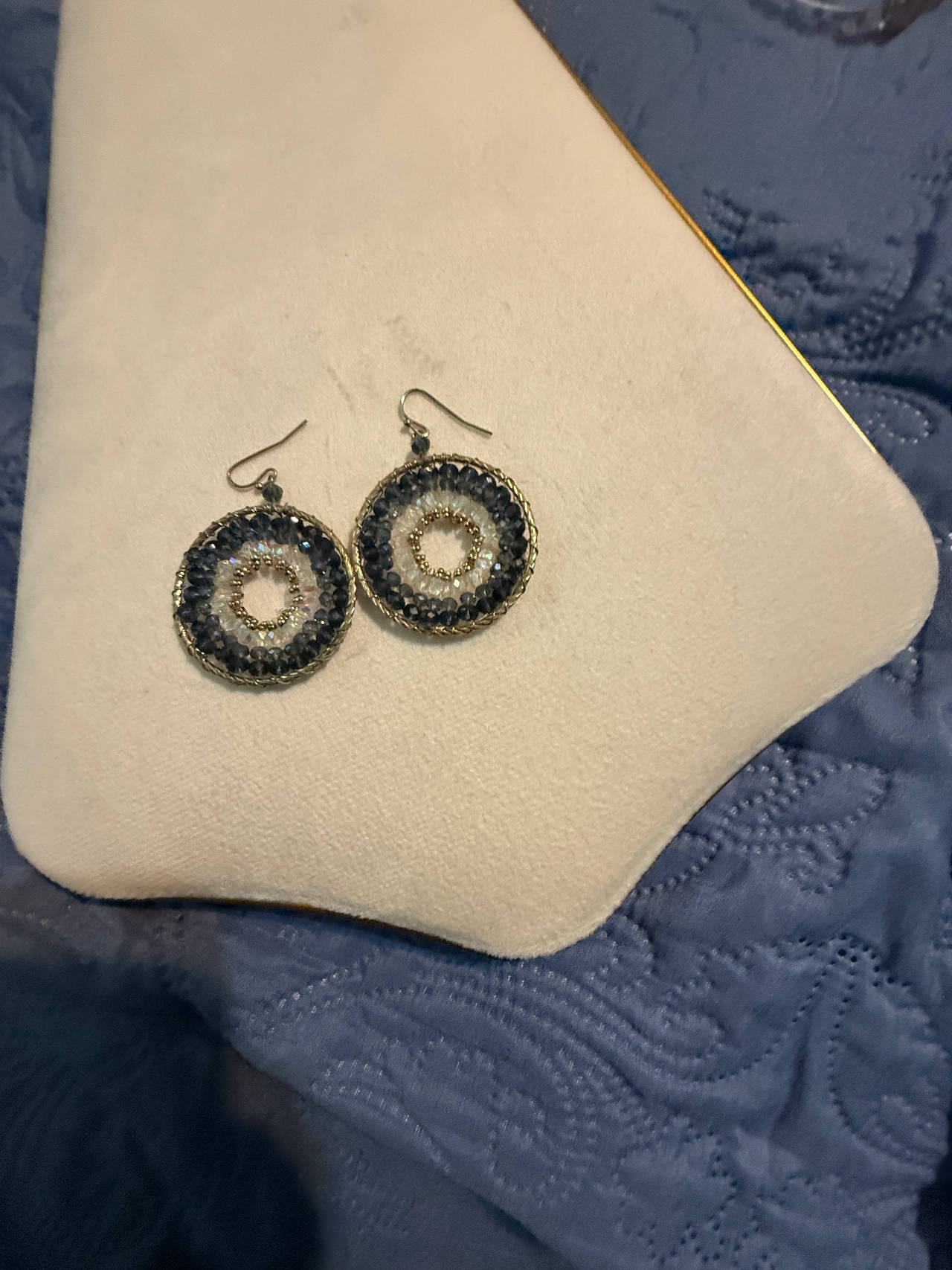 Beaded round Earrings shades of blue
