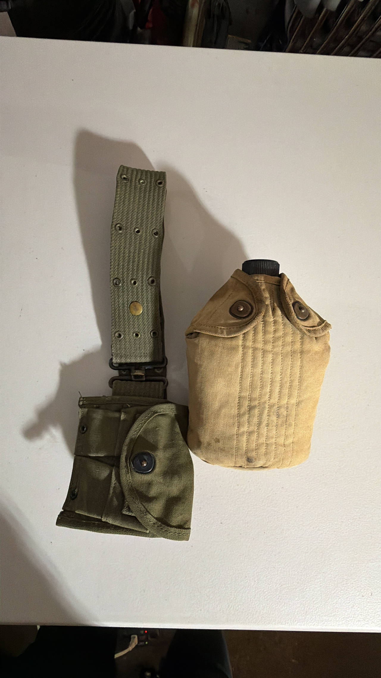US Military Surplus M1910 Canteen, Cover, and Web Belt Set