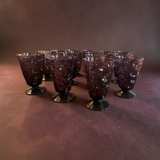 Vintage Amethyst Textured Thumbprint Footed Glass Tumbler - Image 2