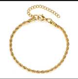 Gold-Tone Stainless Steel Rope Chain Bracelet - Image 1