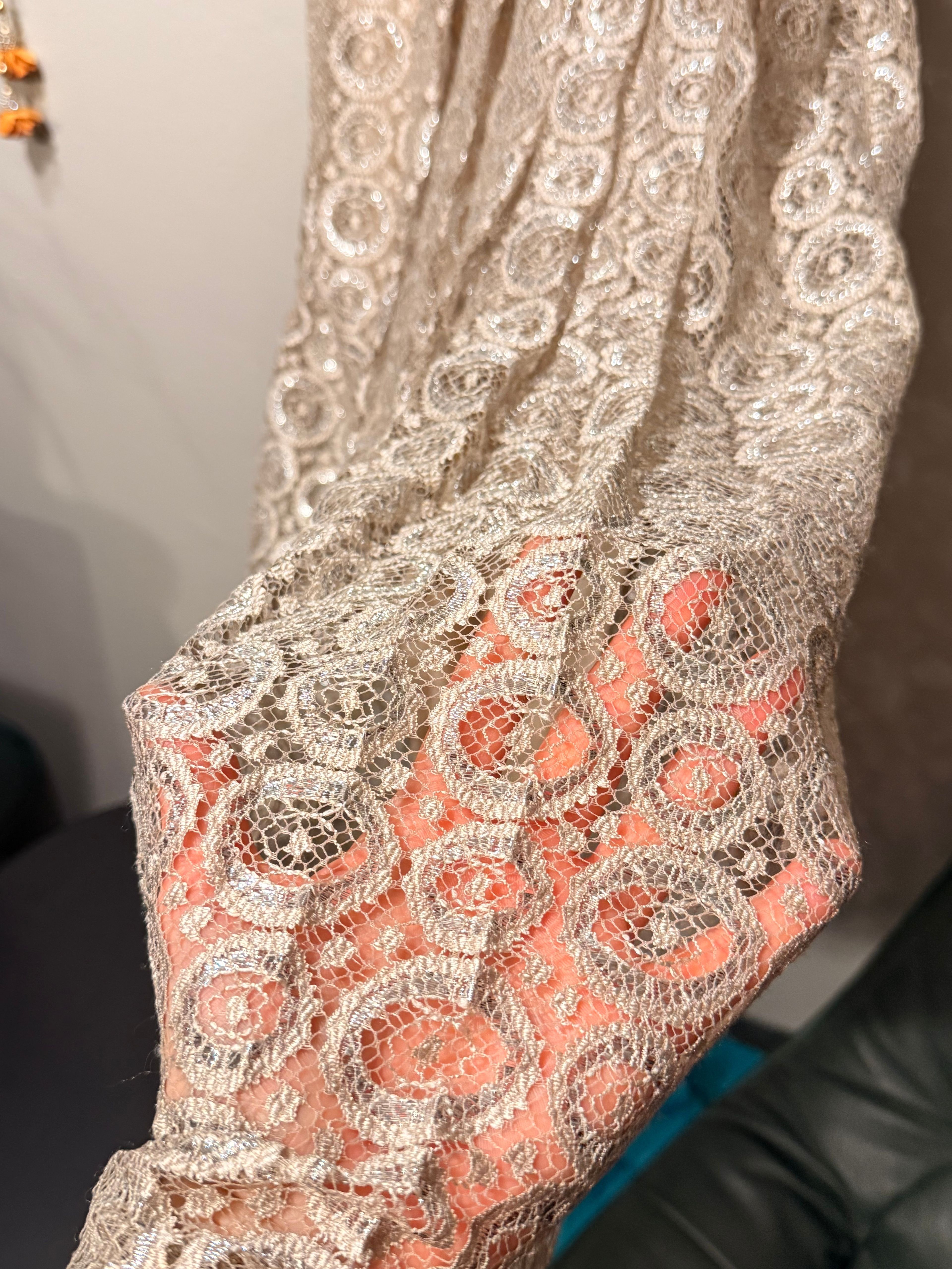 Anthropologie Silver & Gold Lace Dress - Image 9