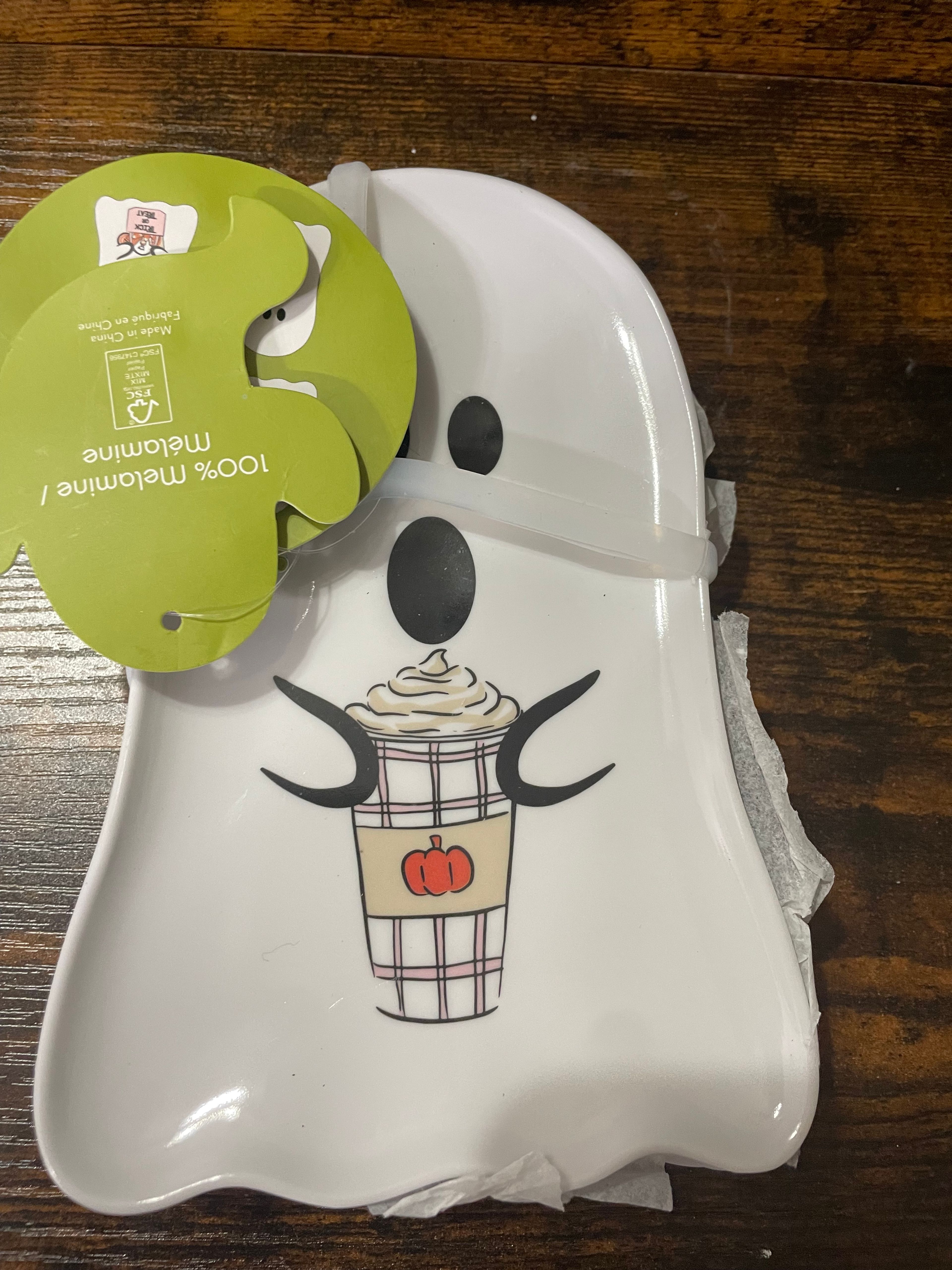 Goblin & Ghoul White Ghost Melamine Appetizer Plates - Image 2