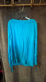 Dana Buchman Turquoise Blue Flared Lon Sleeve Blouse 100% silk Womens Size US12  - Image 3