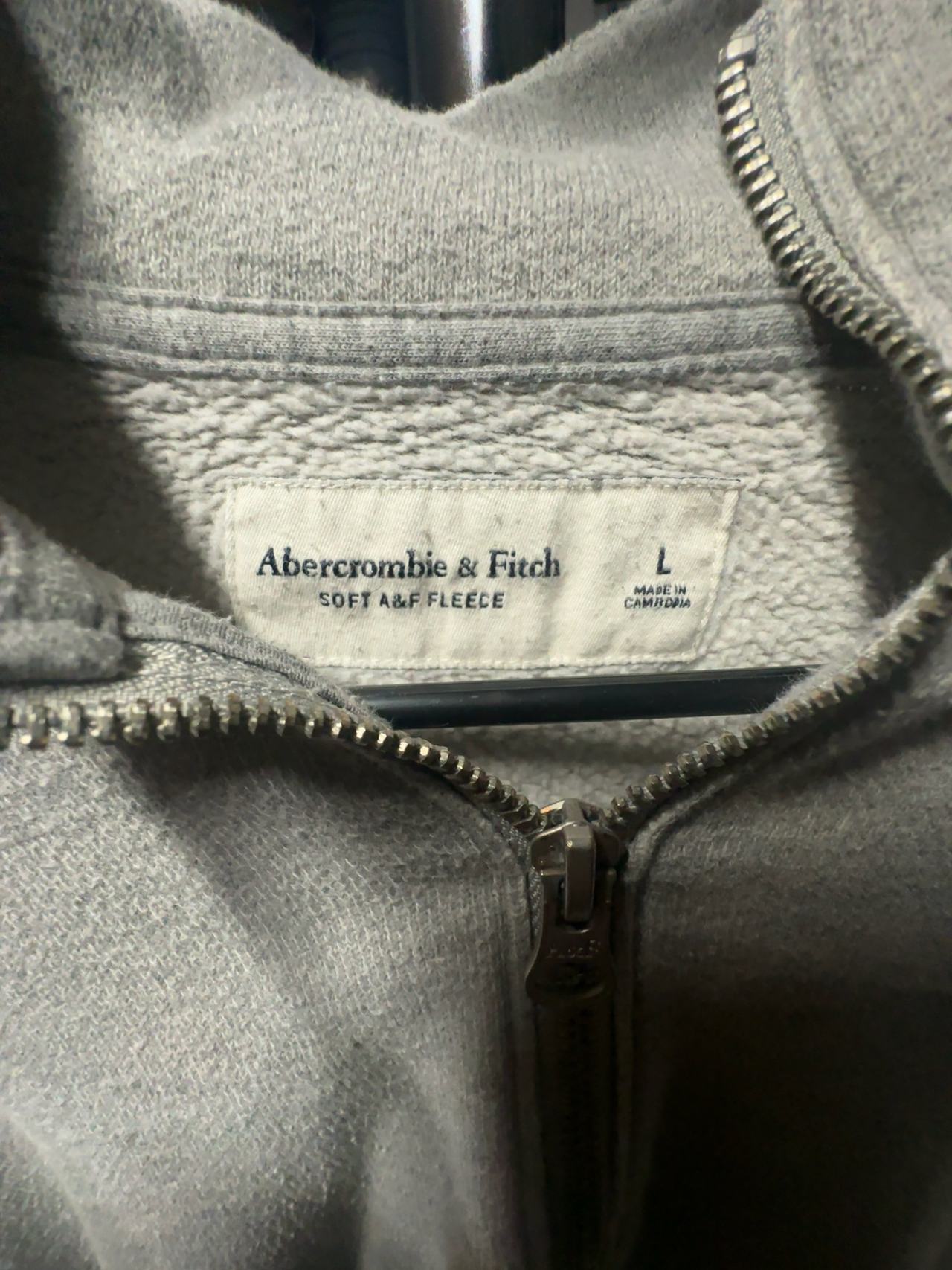 Abercrombie & Fitch Grey Zip-Up Hoodie Size Large 