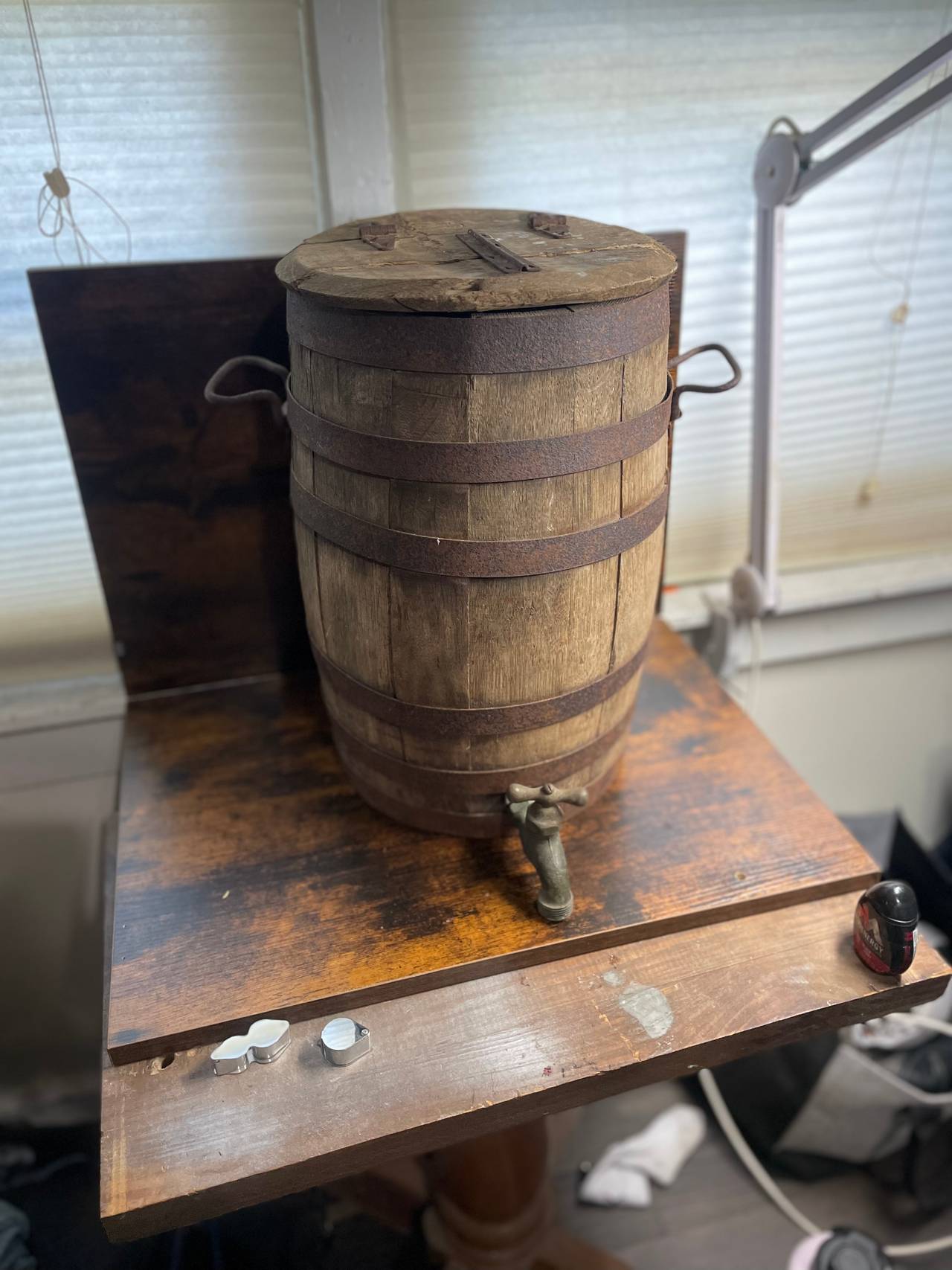 Antique Wooden Barrel Water Dispenser