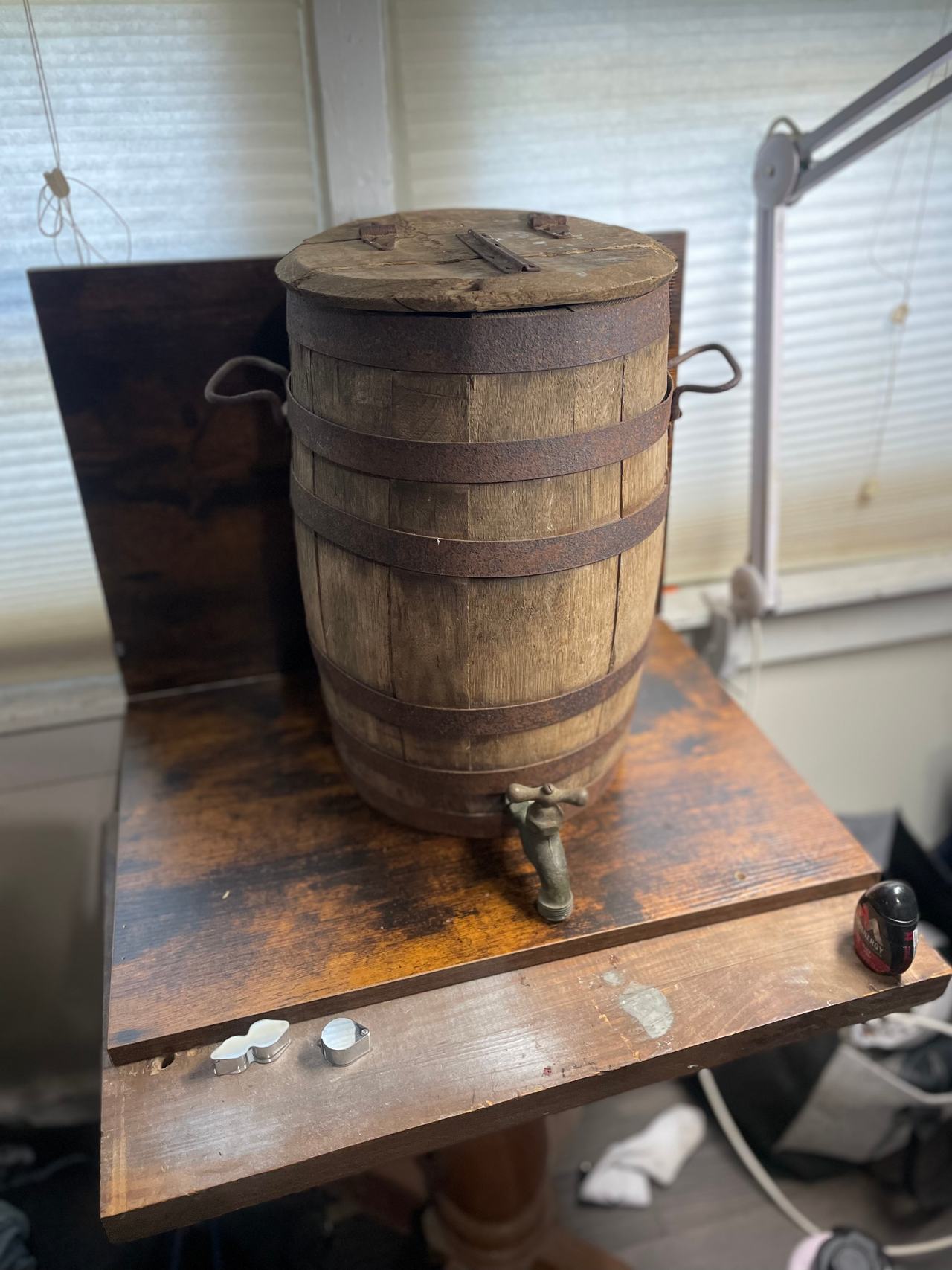 Antique Wooden Barrel Water Dispenser