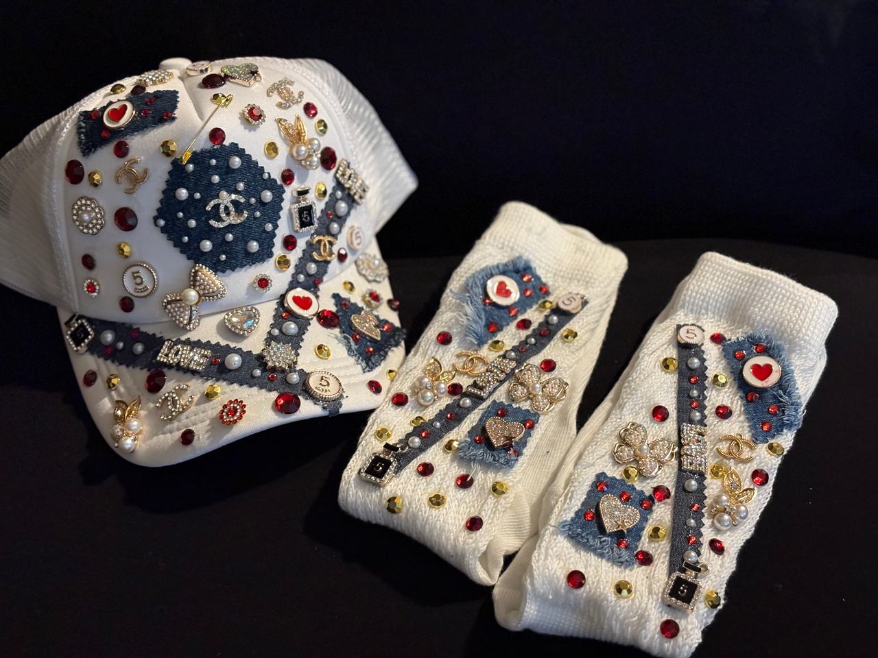Custom Embellished Cap and Socks Set