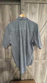 Cutter & Buck Men's Short Sleeve Gingham Shirt size large blue grey white - Image 3