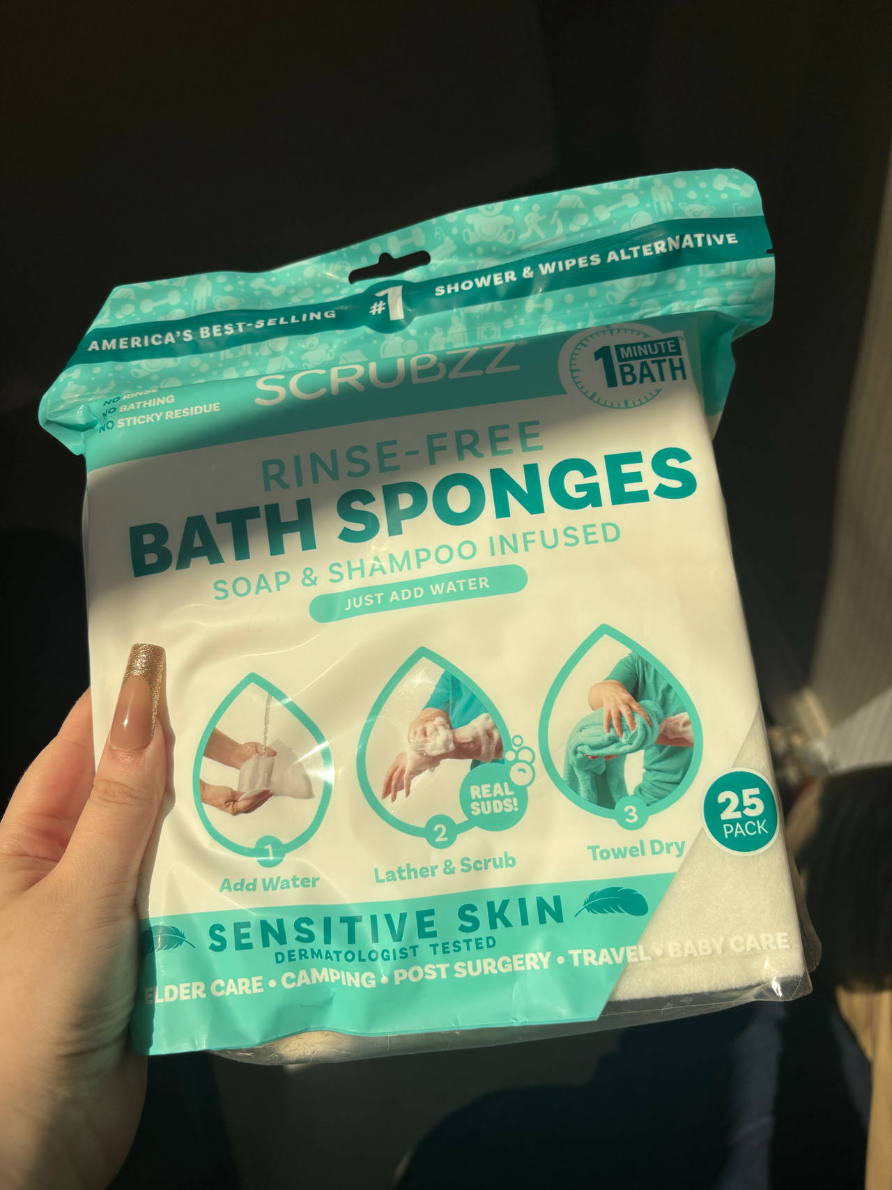 Scrubzz Rinse-Free Bath Sponges
