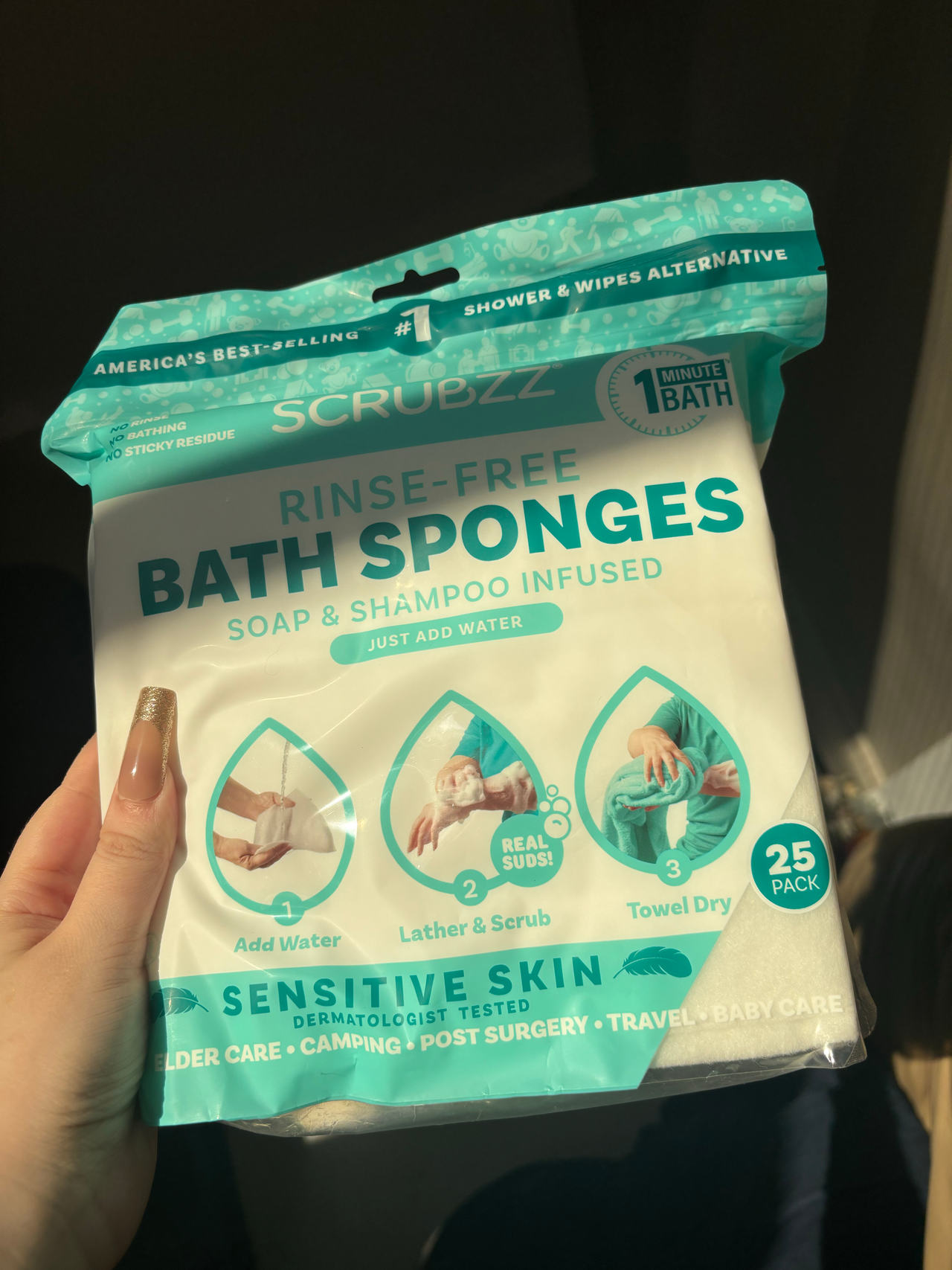 Scrubzz Rinse-Free Bath Sponges