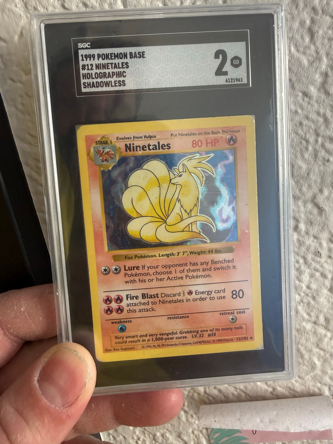 1999 Pokemon Base Set Shadowless Ninetales Holo #12 SGC 2