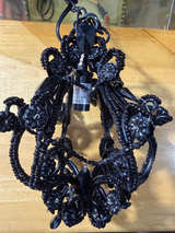 Black Beaded Chandelier Hanging Lamp Gothic Vintage Style Crystal Accent Light - Image 1