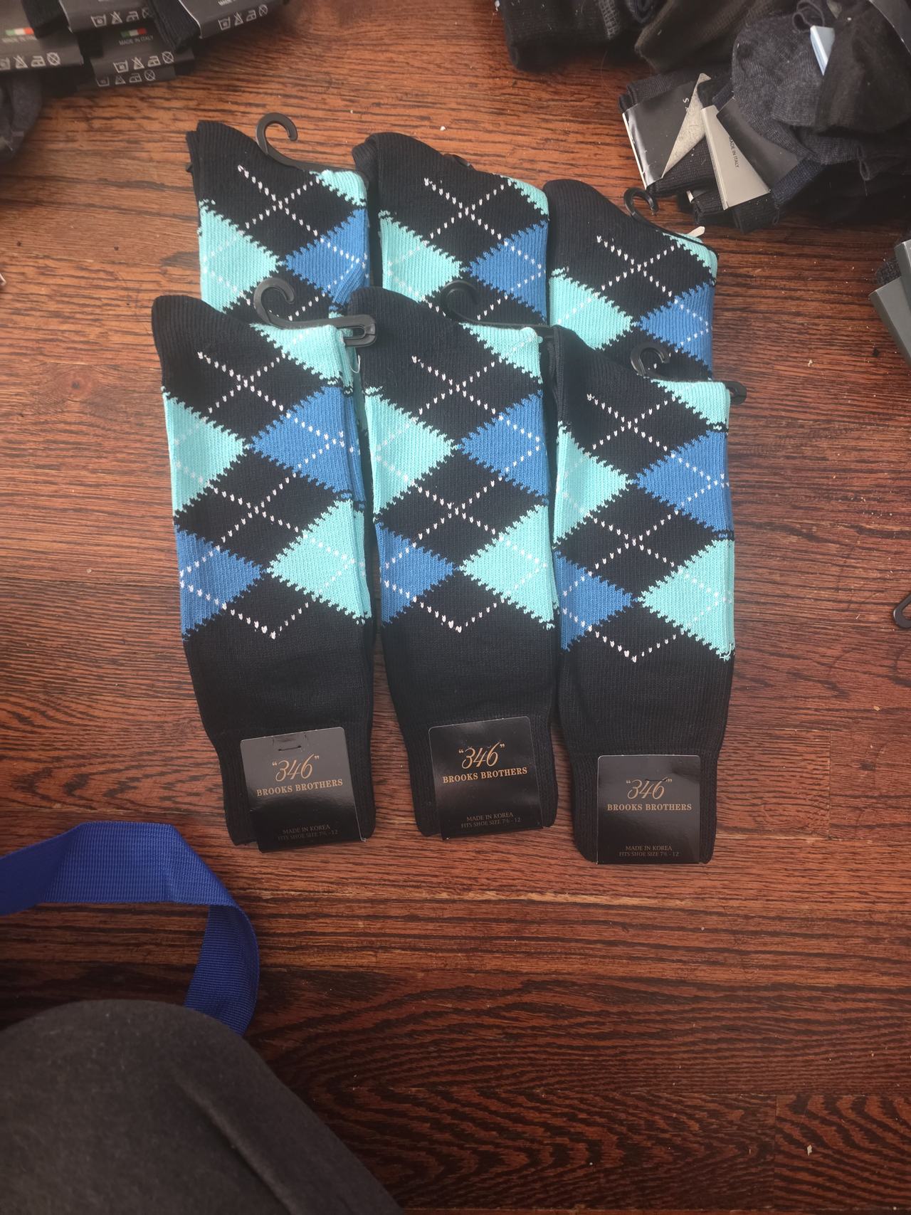 6 pairs Brooks Brothers "346" Argyle Dress Socks