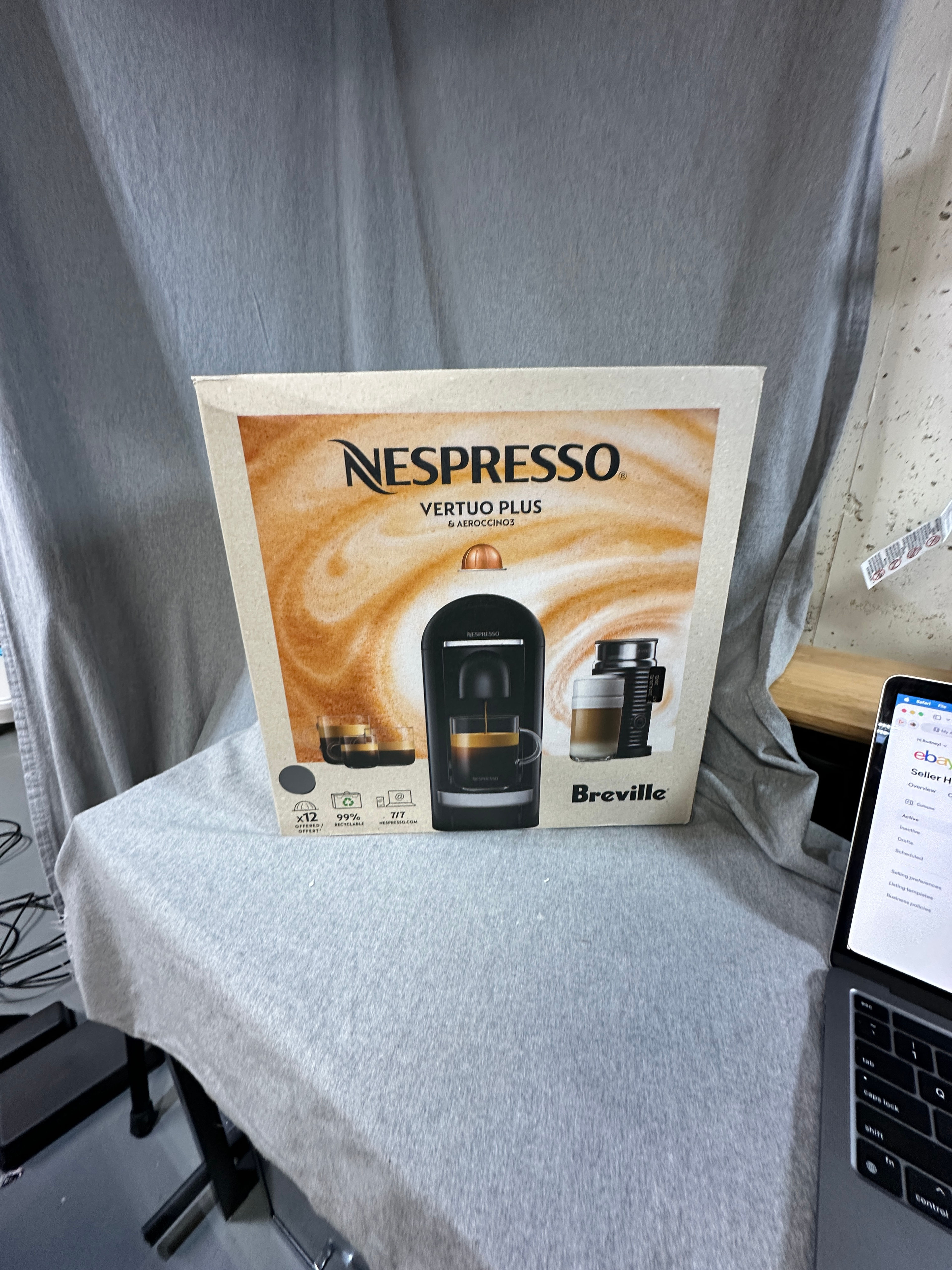 Nespresso Vertuo Plus Coffee and Espresso Machine by Breville with Aeroccino Milk Frother