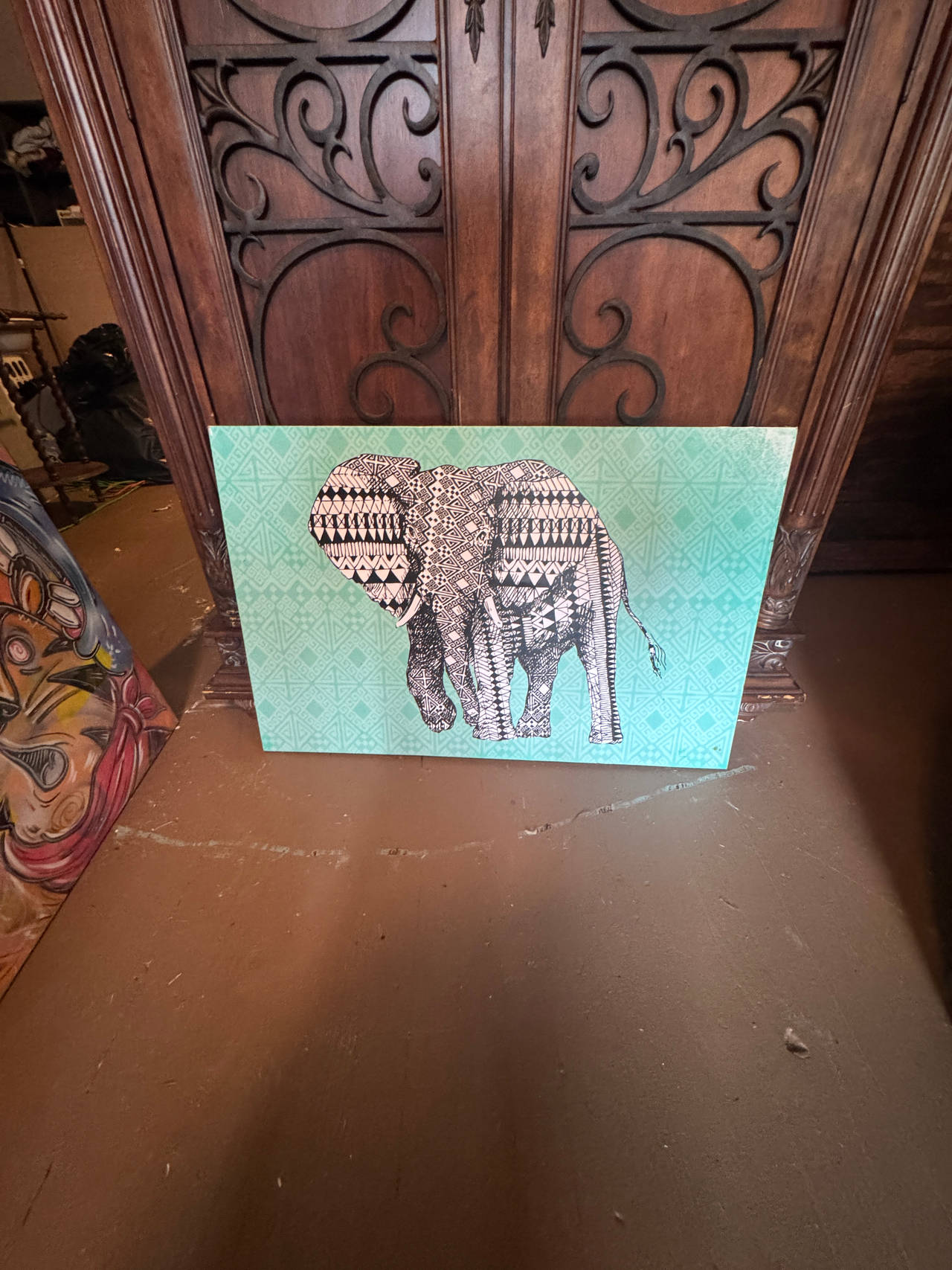 Elephant Pattern Canvas Art