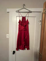 Red Satin Ruffle Dress - Image 1
