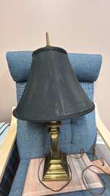 Vintage Brass Table Lamp with Black Shade - Image 3