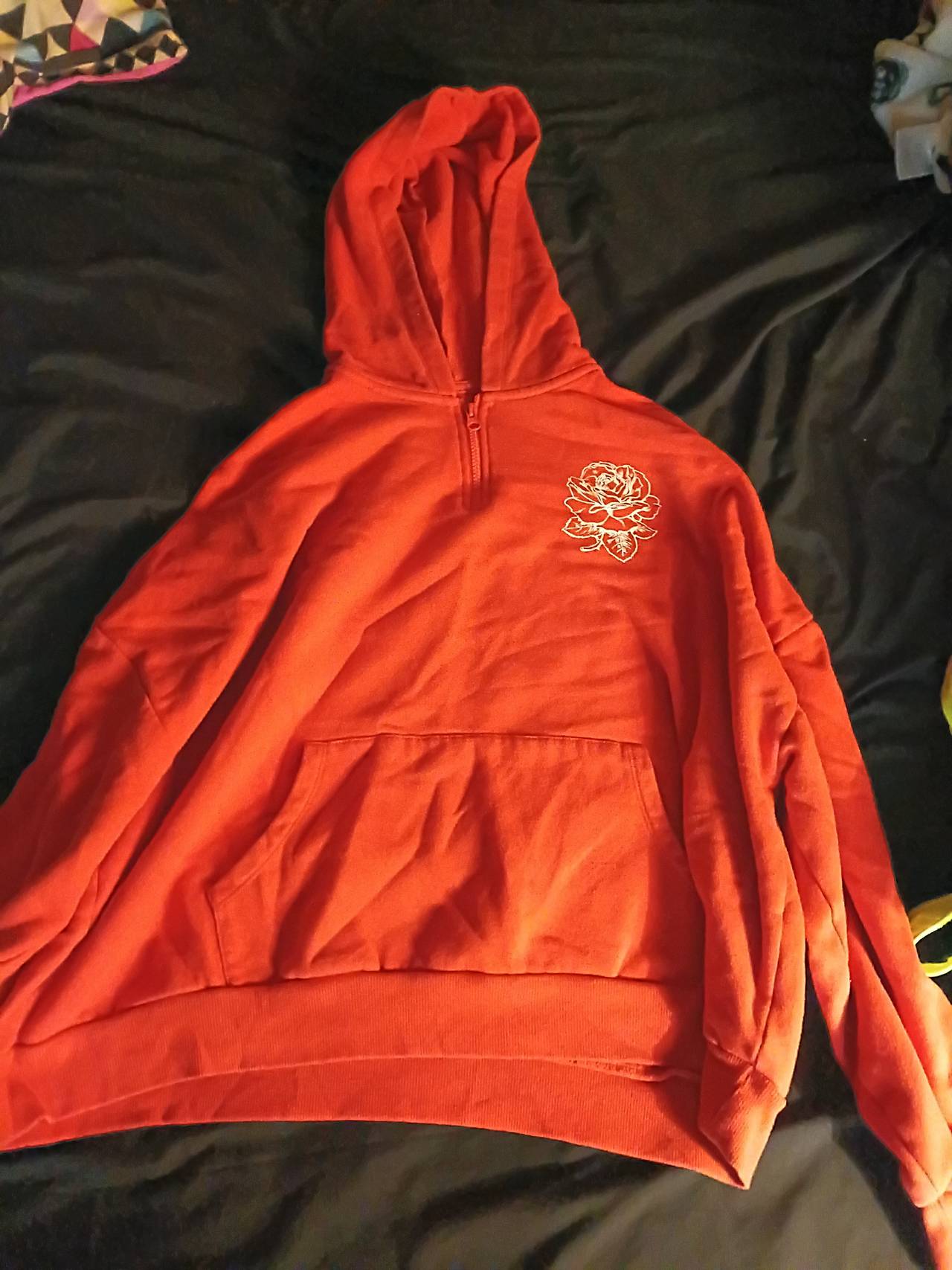 H&M Rose Embroidered Quarter-Zip Hoodie