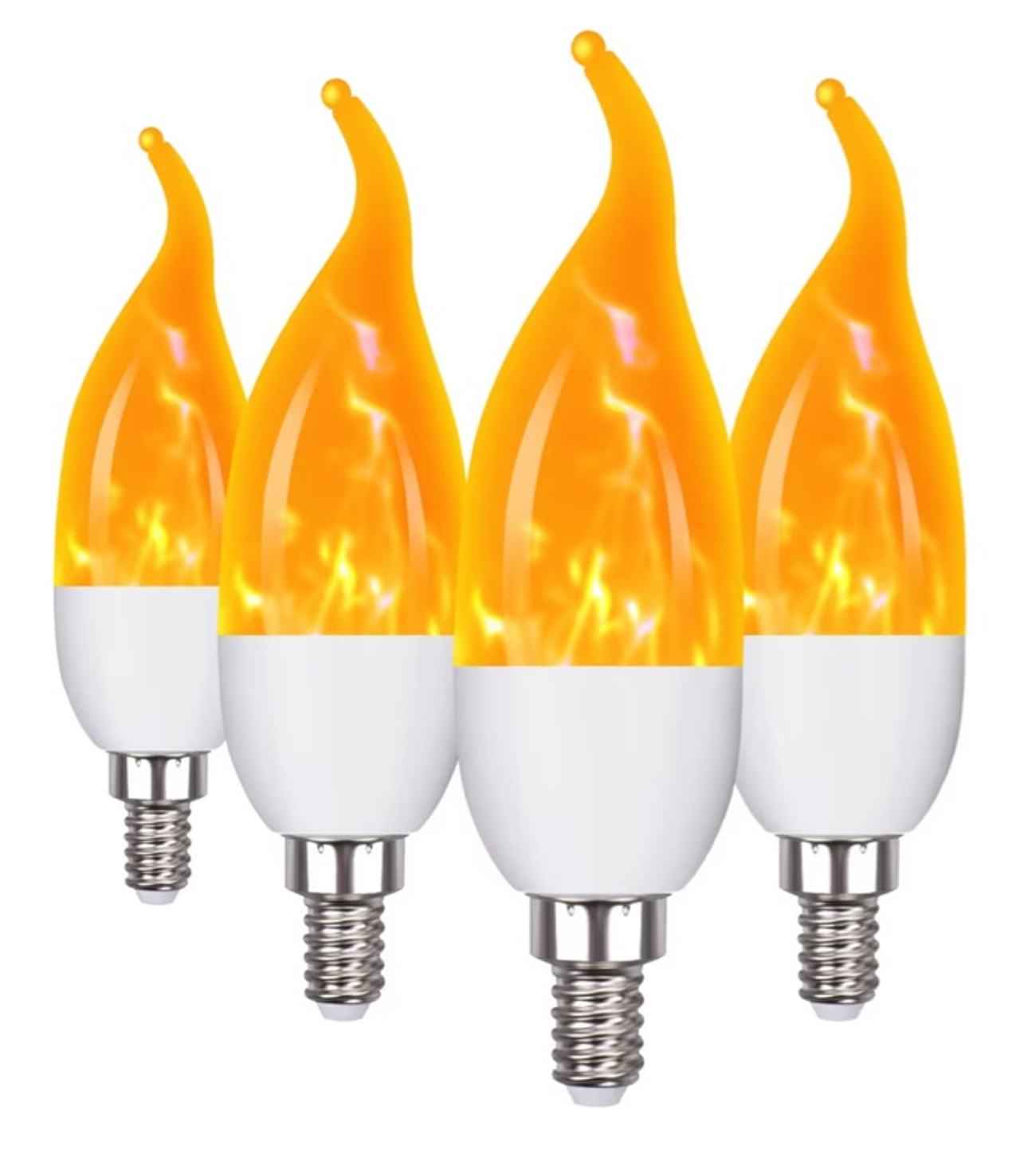 E12 3 Mode LED 1800k Candelabra Flame Light Bulbs 4 Pack, 2.0W Warm White