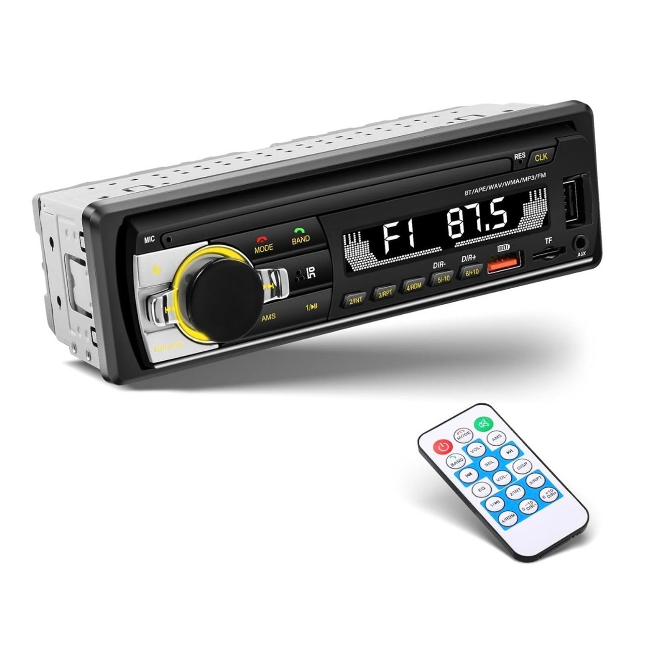 Single DIN Bluetooth Car Stereo with Dual USB and LCD Display