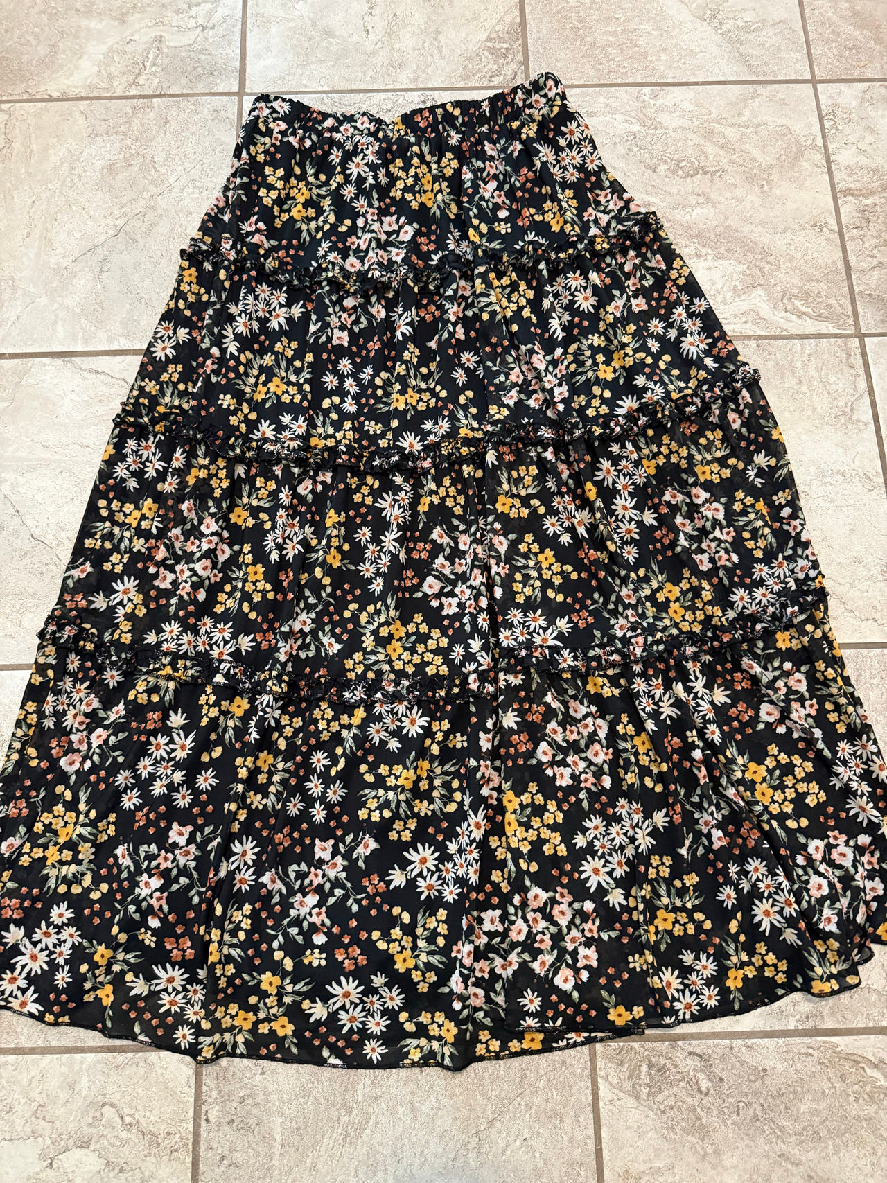 Luna Floral Tiered Maxi Skirt