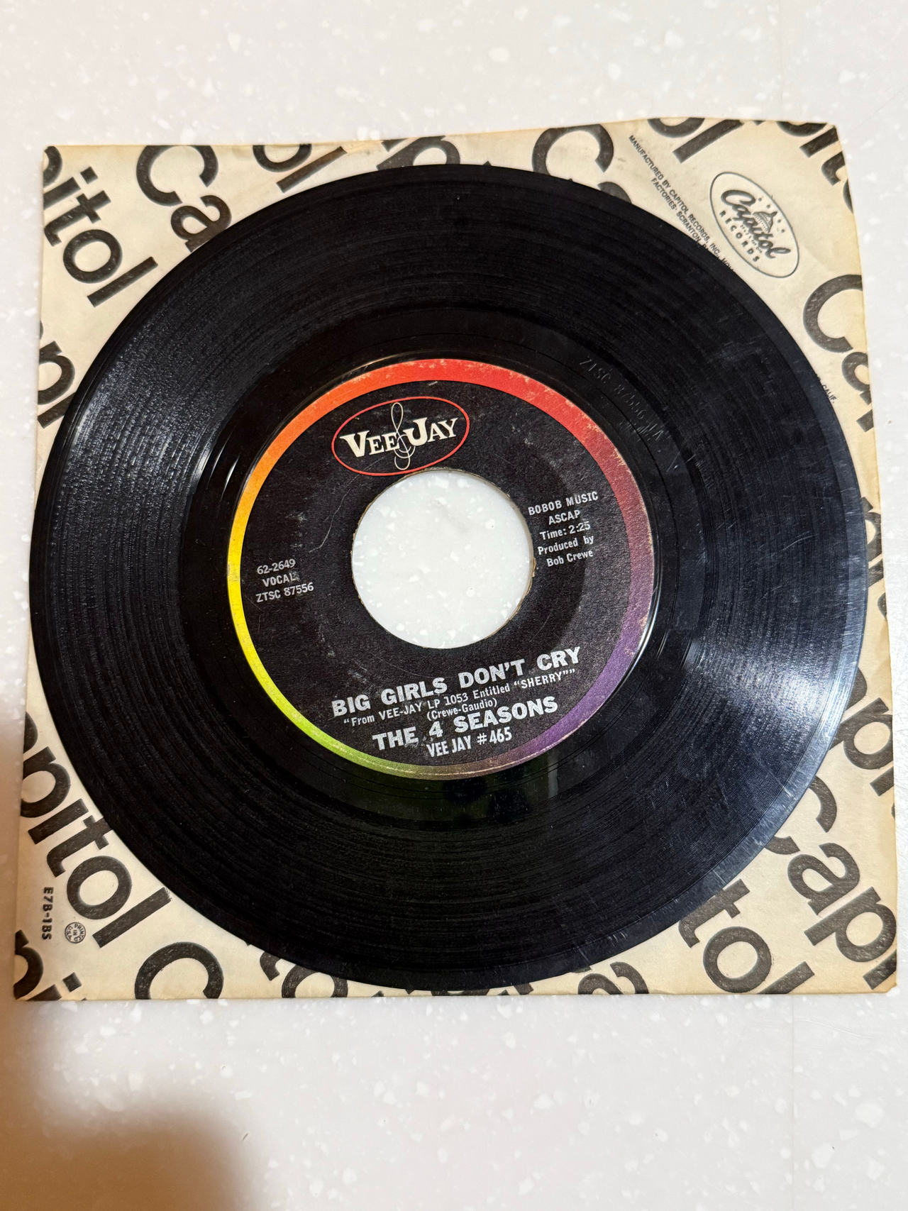 The 4 Seasons - Big Girls Don't Cry 7" Vinyl Single