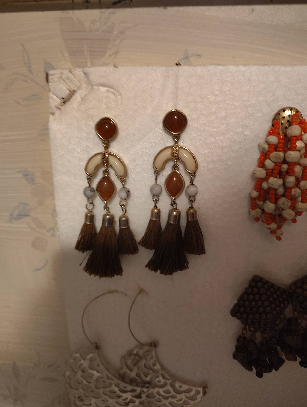 Boho Tassel Drop Earrings with Stones