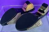 Gold Rhinestone Platform Slide Sandals - Image 1